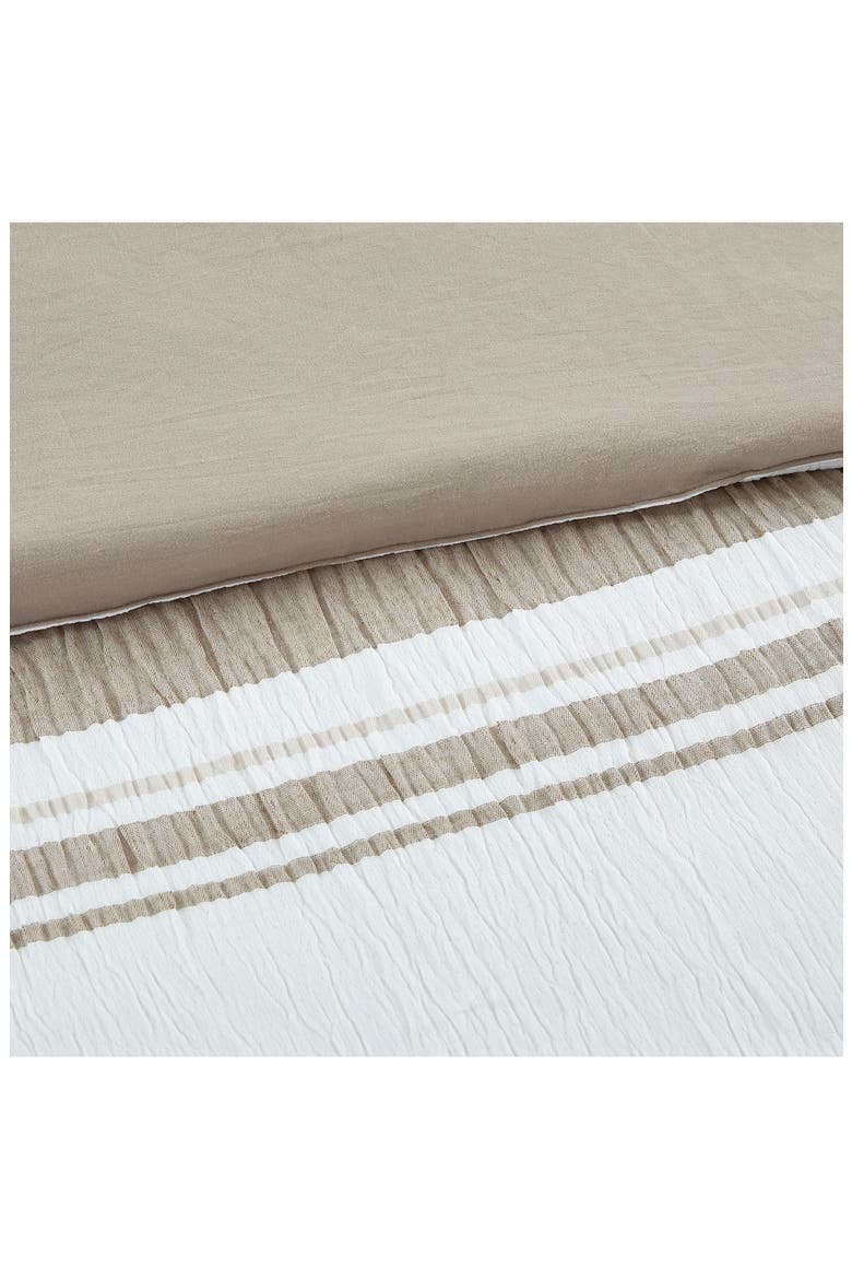 Jacquard Microfiber 5-Piece Comforter Set, Alternate, color, WHITE/ TAUPE