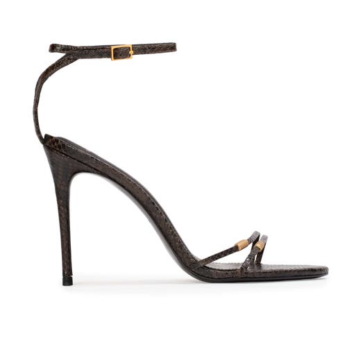 Black Suede Studio Britanny Strappy Snake Sandal In Black