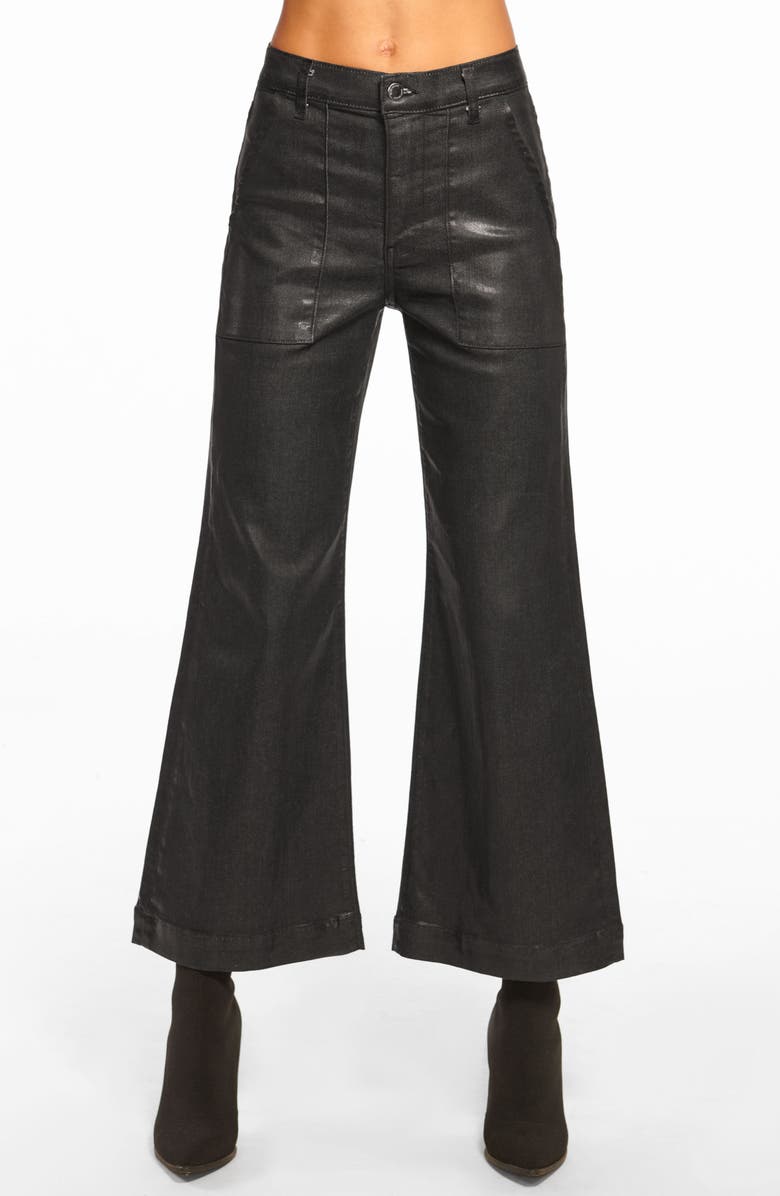 Ramy Brook Clifford Metallic Coated Crop Wide Leg Jeans, Alternate, color, Black Metallic Denim
