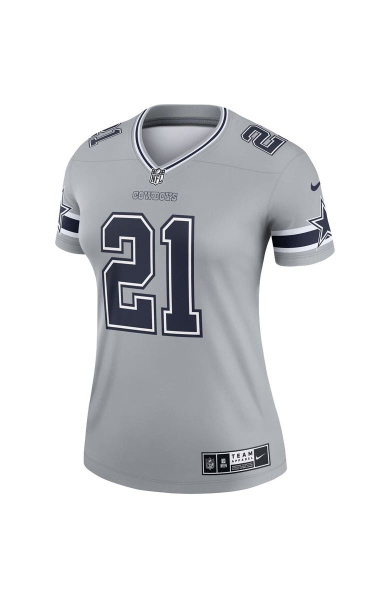 Nike Women's Nike Ezekiel Elliott Gray Dallas Cowboys Inverted Legend Jersey, Alternate, color, 