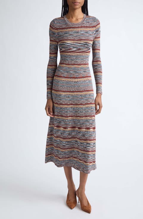 Nami Stripe & Space Dye Long Sleeve Sweater Dress