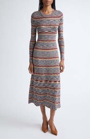 Veronica Beard Nami Stripe & Space Dye Long Sleeve Sweater Dress
