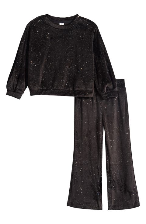 Kids' Speckled Velour Pullover & Flare Pants Set