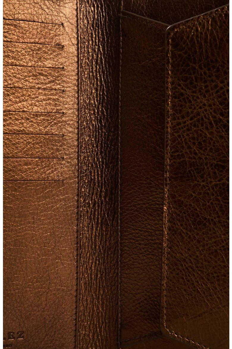 Extravaganza Folia Leather Checkbook Wallet, Alternate, color, Bronze