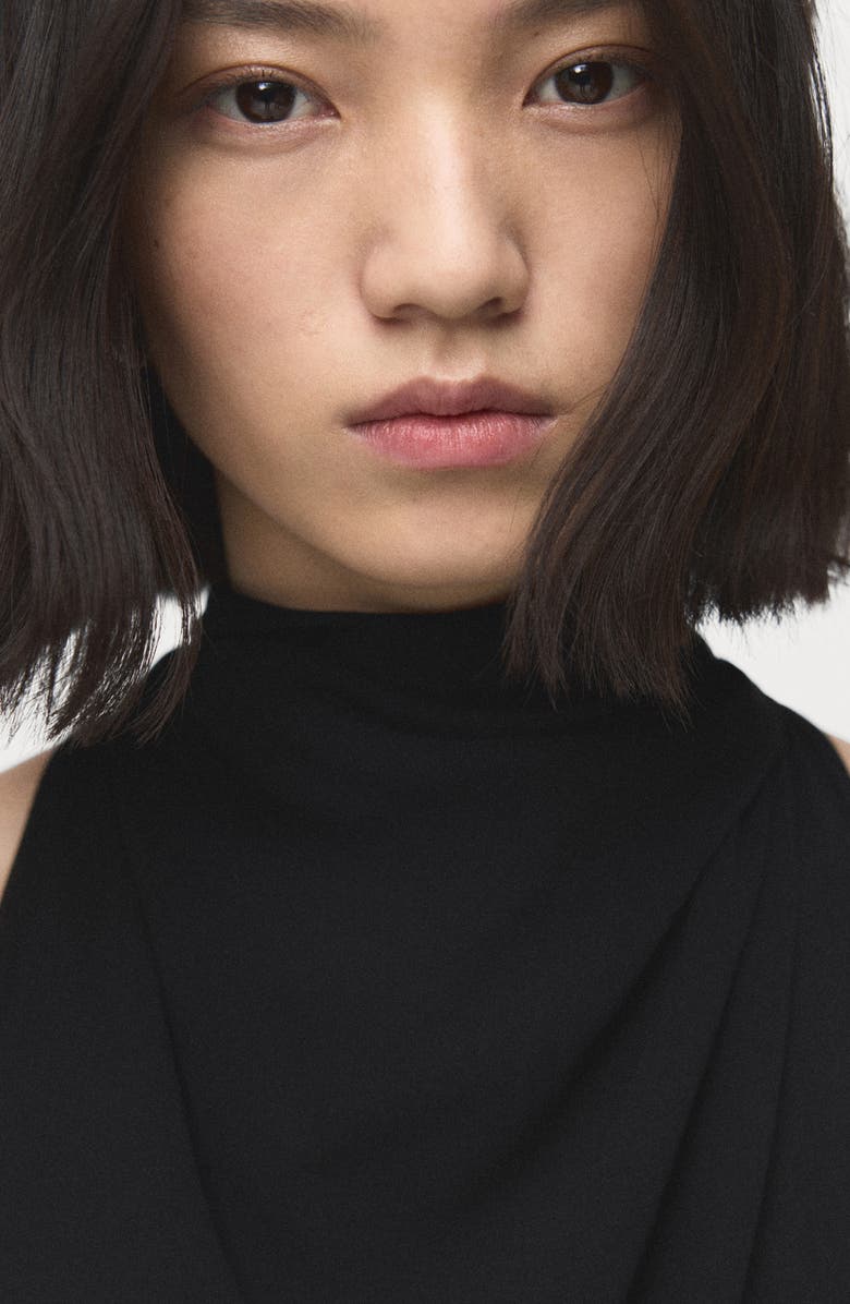 MANGO Tie Neck Minidress, Alternate, color, Black