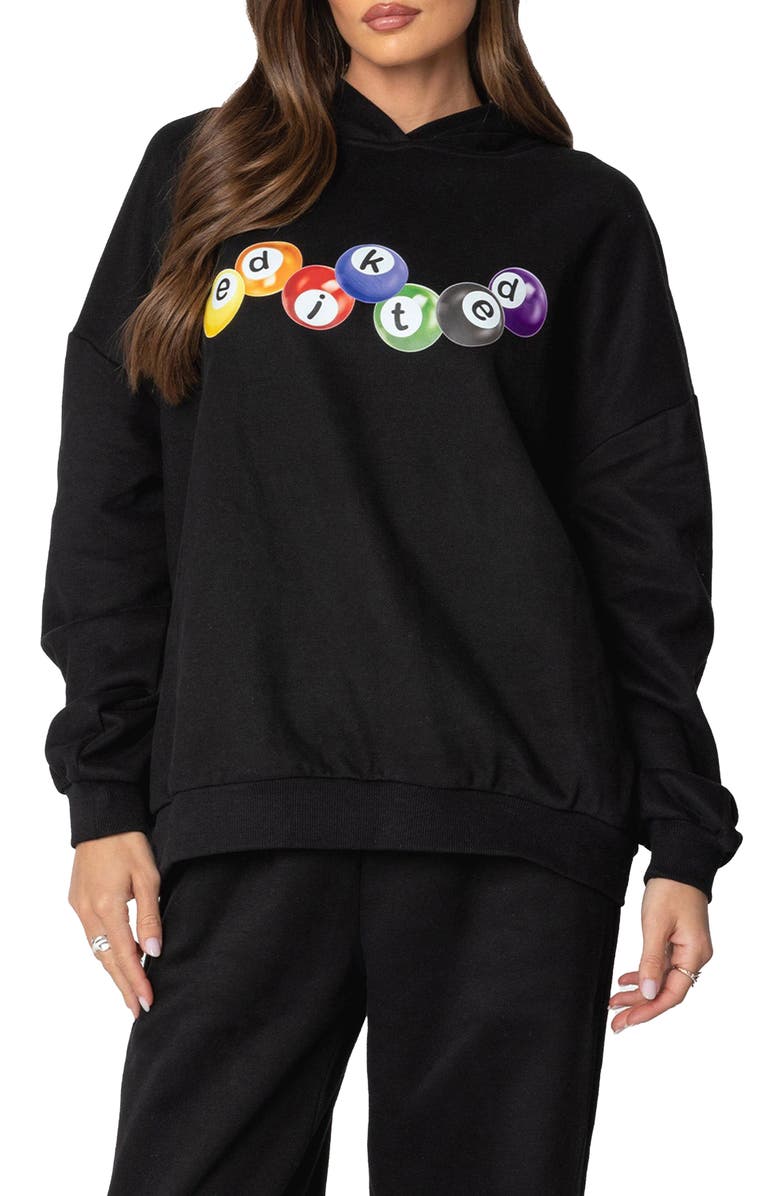 EDIKTED Billiard Logo Oversize Hoodie, Main, color, Black