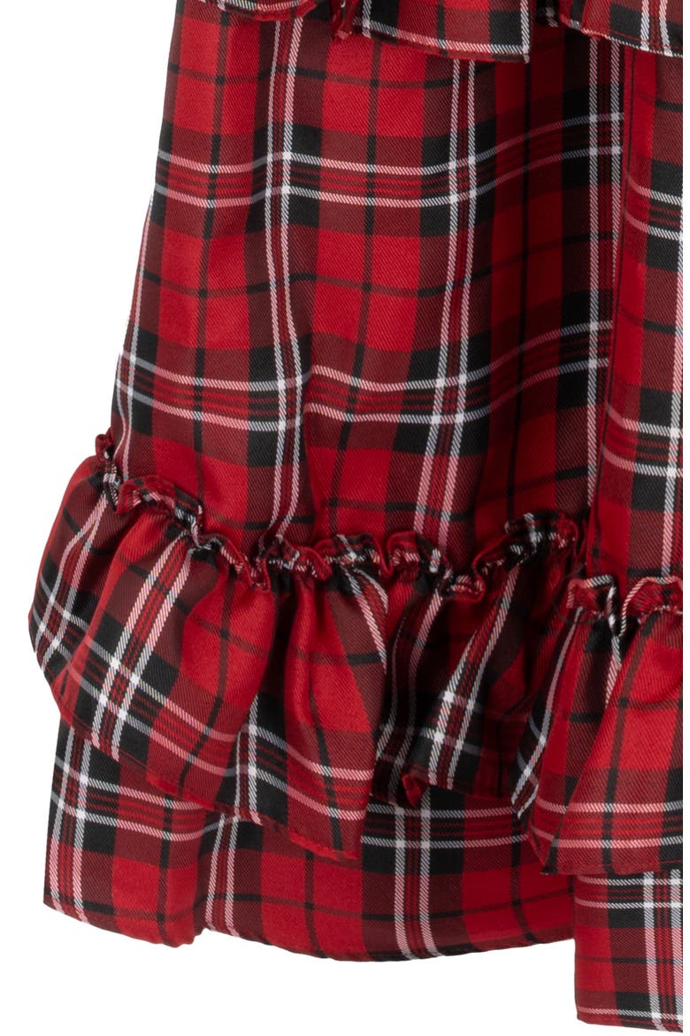 Kids' Plaid Flutter Sleeve Smocked Tiered Maxi Dress, Alternate, color, RED