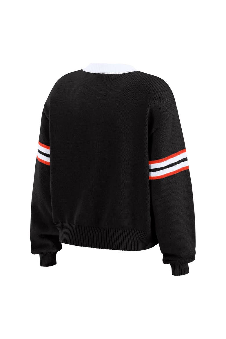 Women's WEAR by Erin Andrews Black  Cincinnati Bengals Lace-Up Sweater, Alternate, color, Black