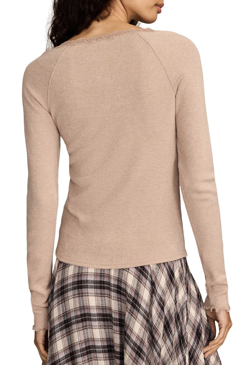 Lace Trim Henley Top, Alternate, color, GINGER SNAP