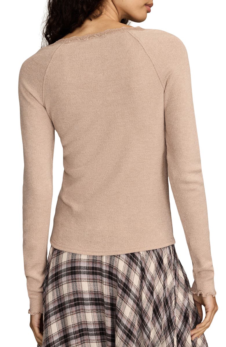 Lucky Brand Lace Trim Henley Top, Alternate, color,