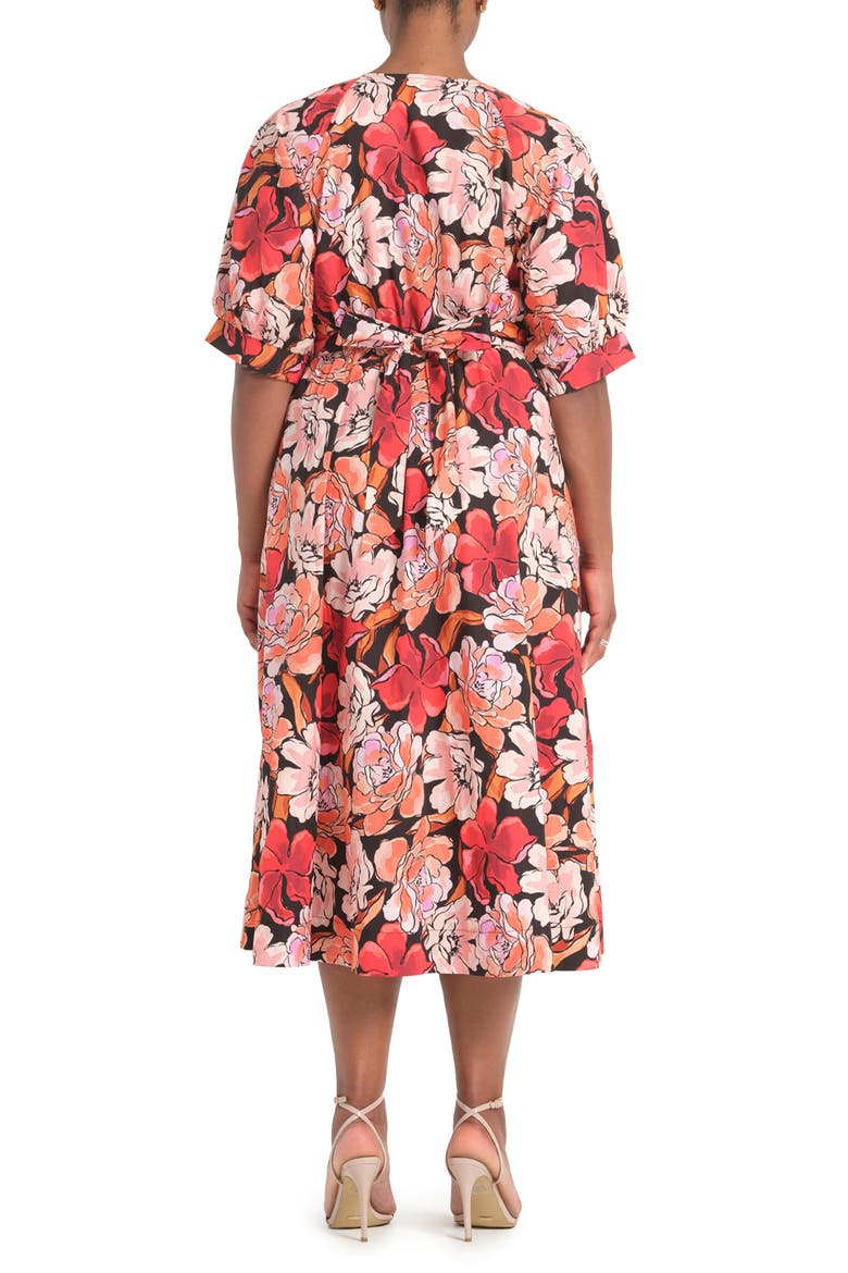 Colette Puff Sleeve Midi Dress, Alternate, color, ROSEWOOD