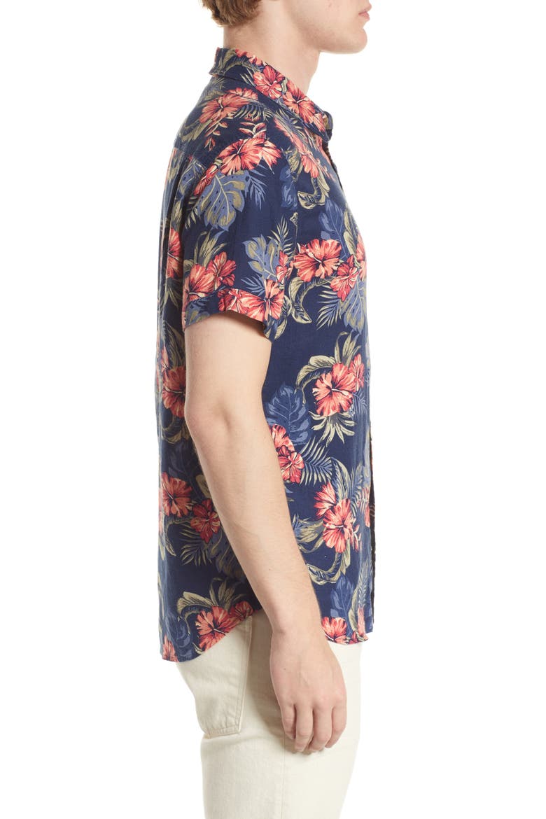 Carson Floral Linen Blend Button-Up Shirt, Alternate, color, LUAU PARADISE