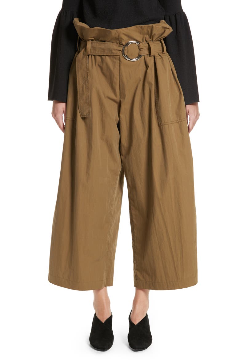 Tilly Belted Paperbag Pants, Main, color, KHAKI