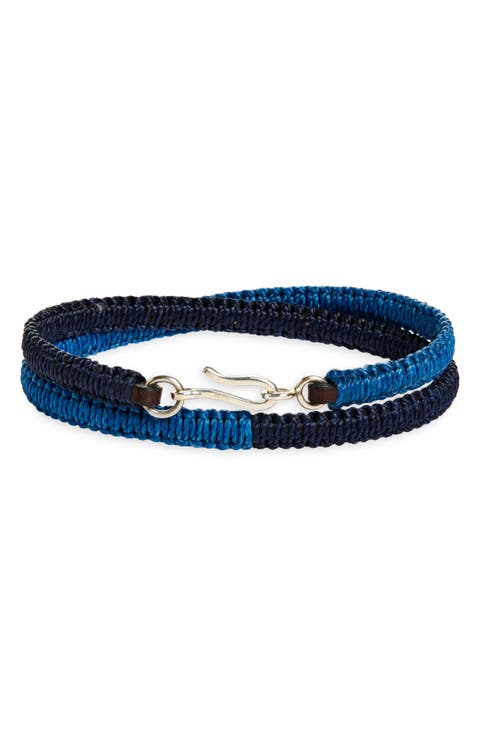Men's Colorblock Macramé Leather Double Wrap Bracelet