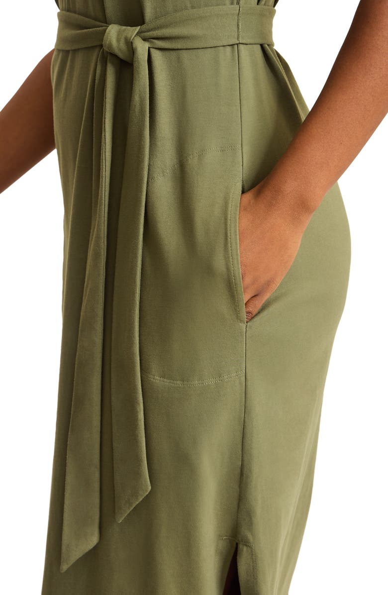 Tommy Bahama Islandscape Cotton Jersey Midi Dress, Alternate, color, Dark Fern