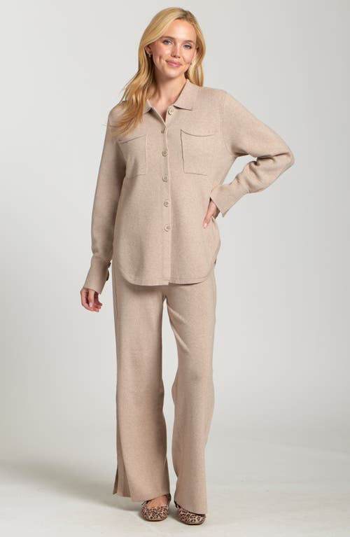 Apny Luxe Shacket In Neutral
