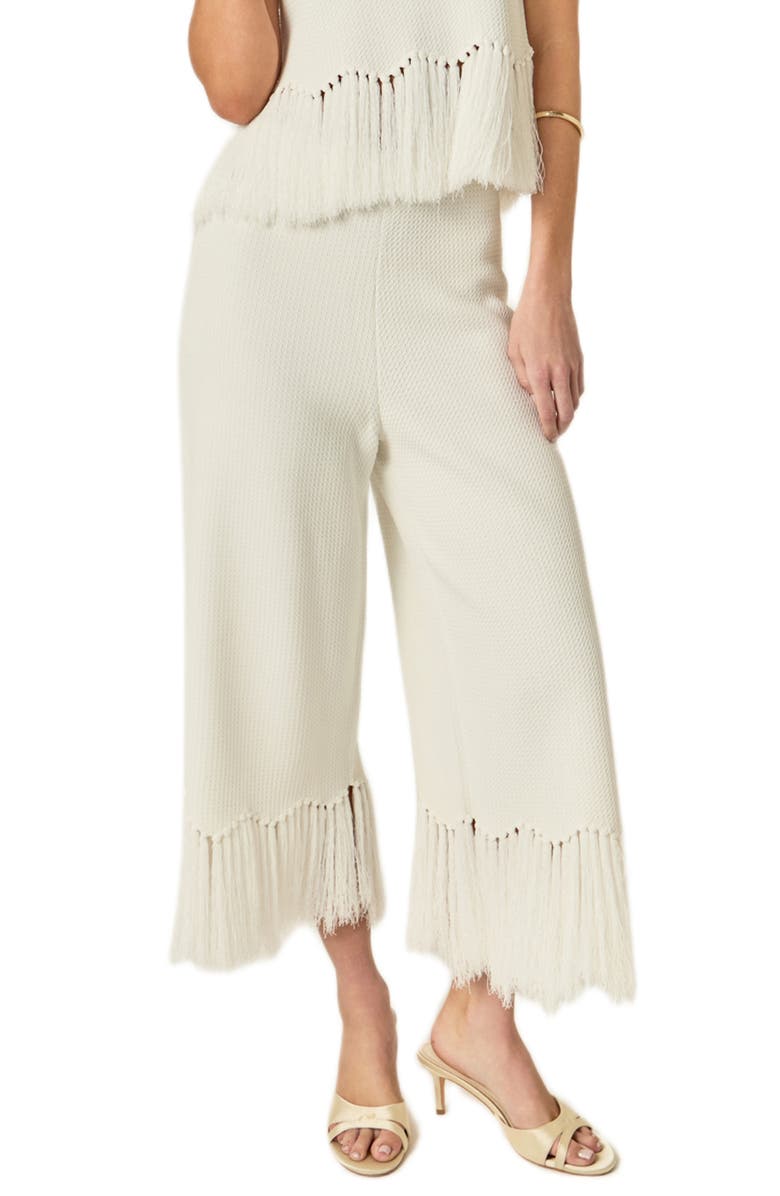 English Factory Fringe Detail Knit Pants, Main, color, Off White