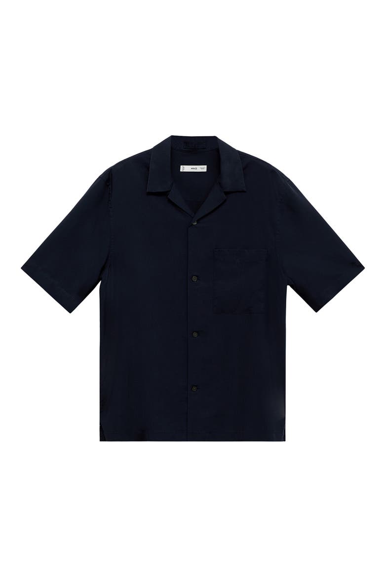 Regular Fit Lyocell Camp Shirt, Alternate, color, DARK NAVY