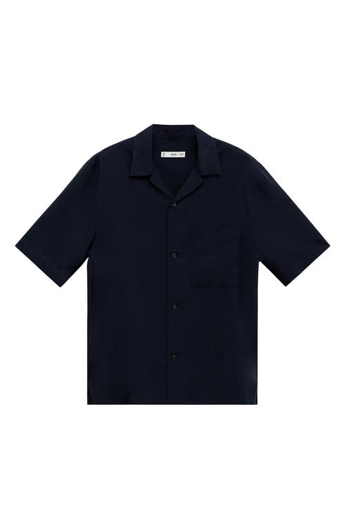 Mango Regular Fit Lyocell Camp Shirt In Blue