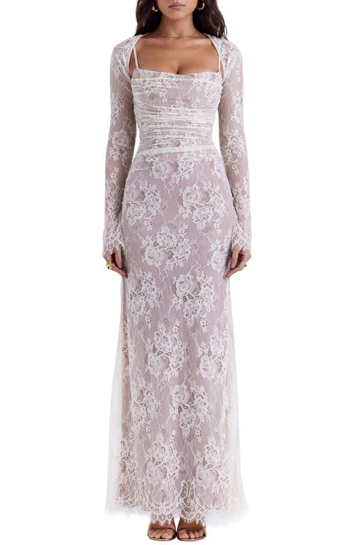 HOUSE OF CB Artemis Long Sleeve Lace Maxi Dress in Vintage Cream at Nordstrom, Size X-Large