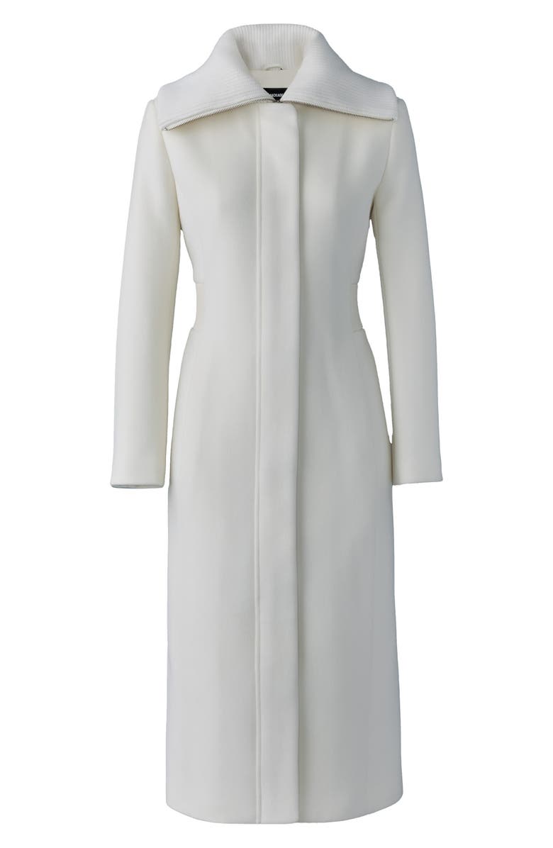 Mackage Clarice Leather Trim Wool Coat, Alternate, color, Cream