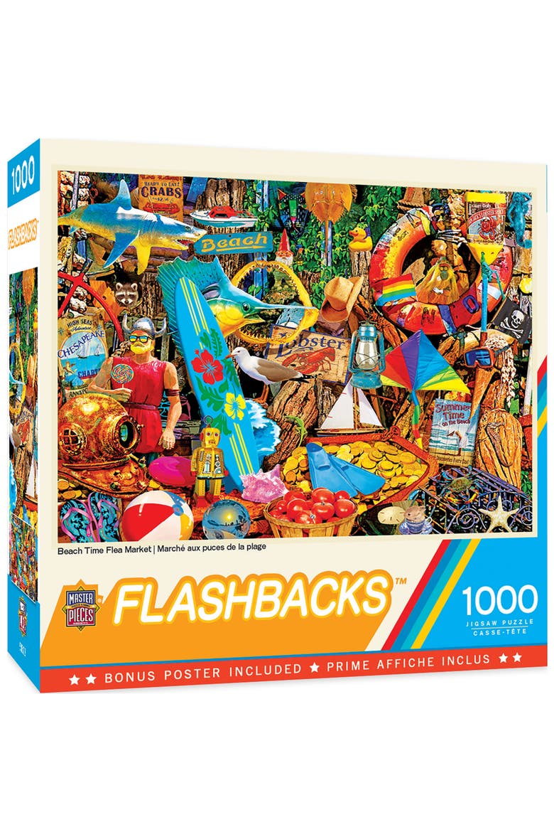 Beach Time Flea Market 1000 Piece Puzzle, Main, color, Multicolor