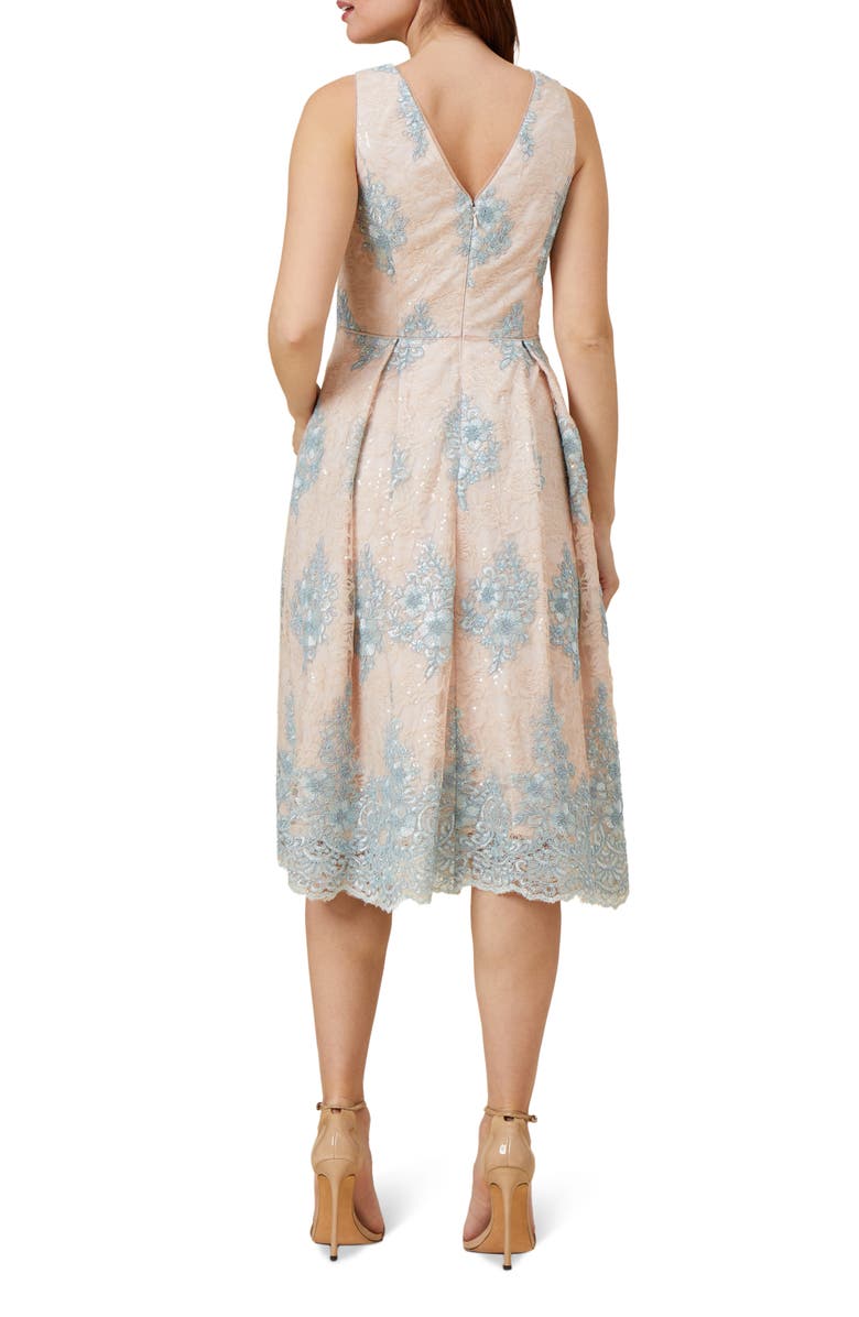 Adrianna Papell Floral Embroidered Midi Fit & Flare Dress, Alternate, color, 