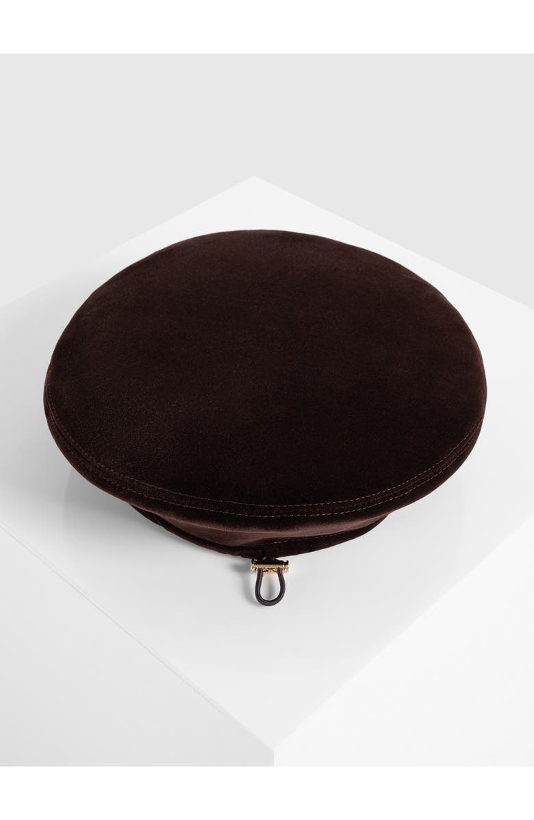 Manière De Voir Anya Velvet Beret, Alternate, color, Brown