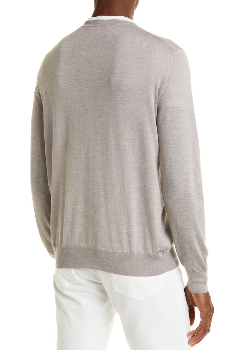 Faded Silk, Cashmere & Linen Crewneck Sweater, Alternate, color, BEIGE