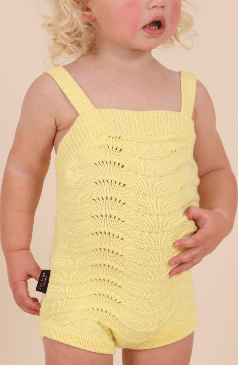 TINY TRIBE Cotton Knit Romper, Alternate, color, Yellow