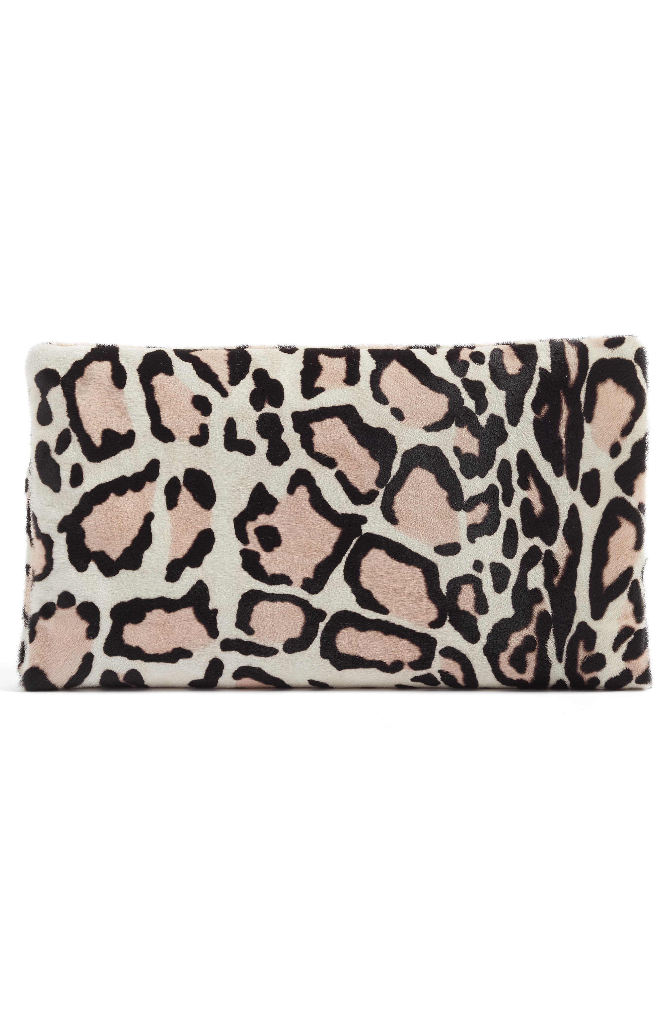 Clare V. Genuine Calf Hair Foldover Clutch, Alternate, color, 