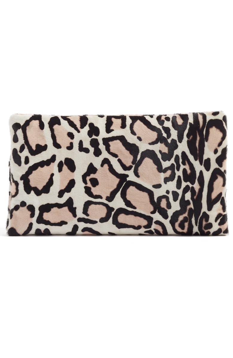 Clare V. Genuine Calf Hair Foldover Clutch, Alternate, color,