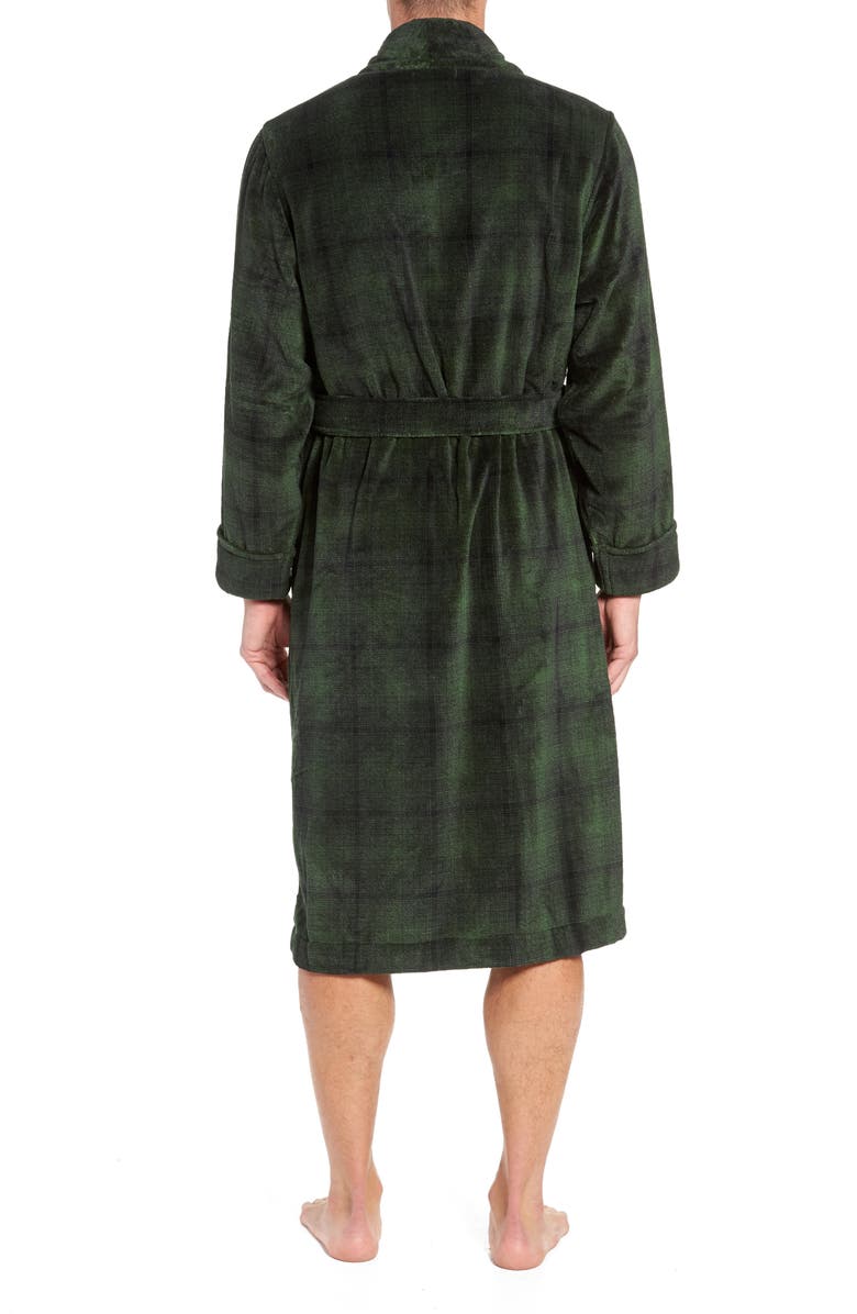 NORDSTROM MEN'S SHOP Ombré Plaid Fleece Robe, Alternate, color,