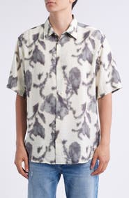 NN07 Freddy 5971 Abstract Floral Short Sleeve Modal Blend Button-Up Shirt
