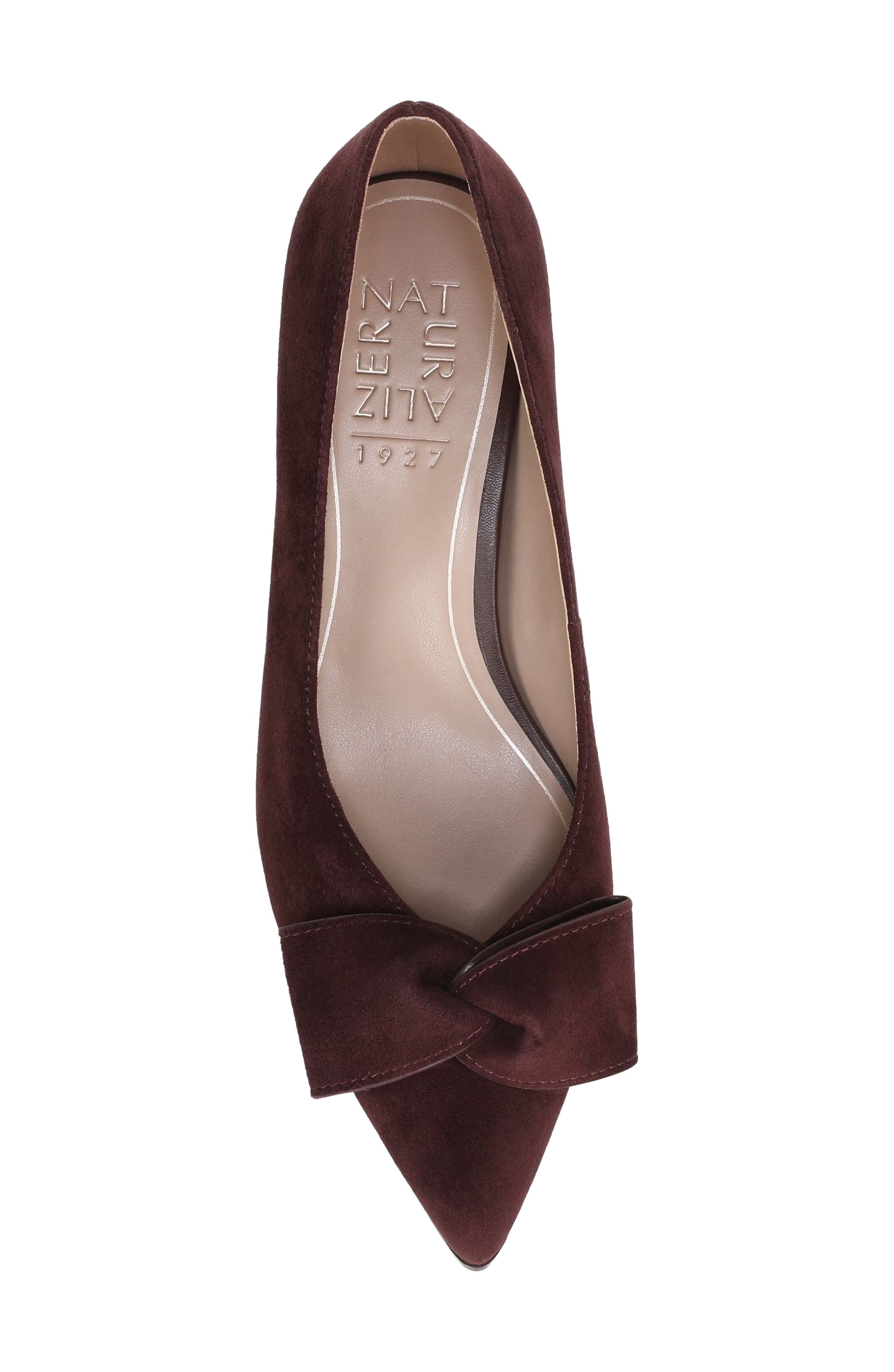 Mavis Bow Pointed Toe Pump, Alternate, color, SMOKY SANGRIA SUEDE
