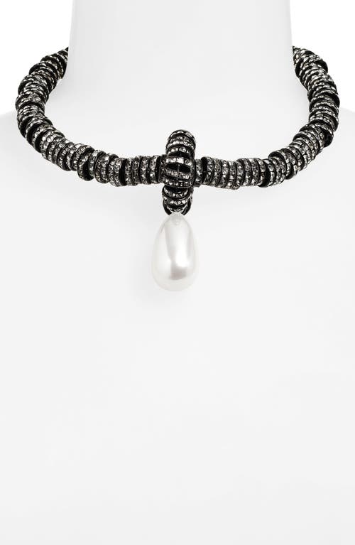 Julietta Faux Pearl Pendant Necklace In Black