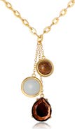 Jessica Simpson Resin Stone Dangle Pendant Necklace for Women, 18"+3" Gold-Tone Statement Necklace