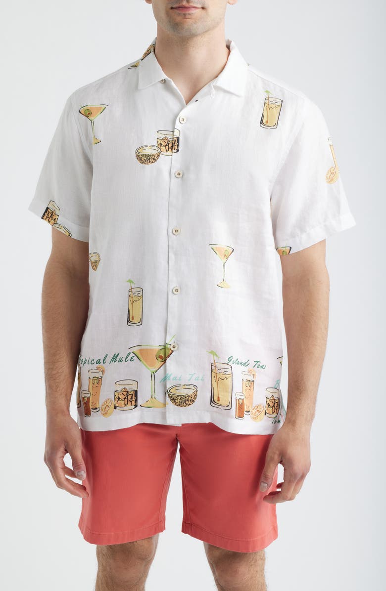 Tommy Bahama Mixers Short Sleeve Linen Button-Up Shirt, Main, color, Continental