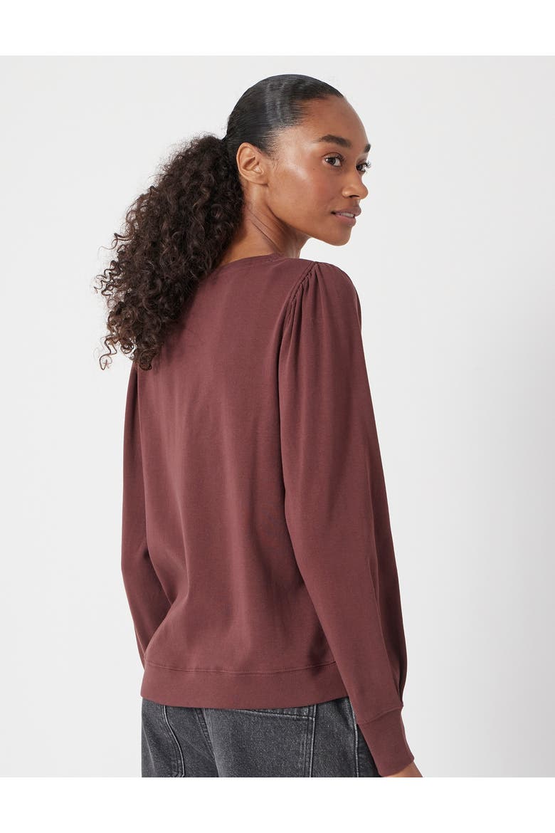 Emily Puff Sleeve Cotton Jersey Top, Alternate, color, Rum Raisin