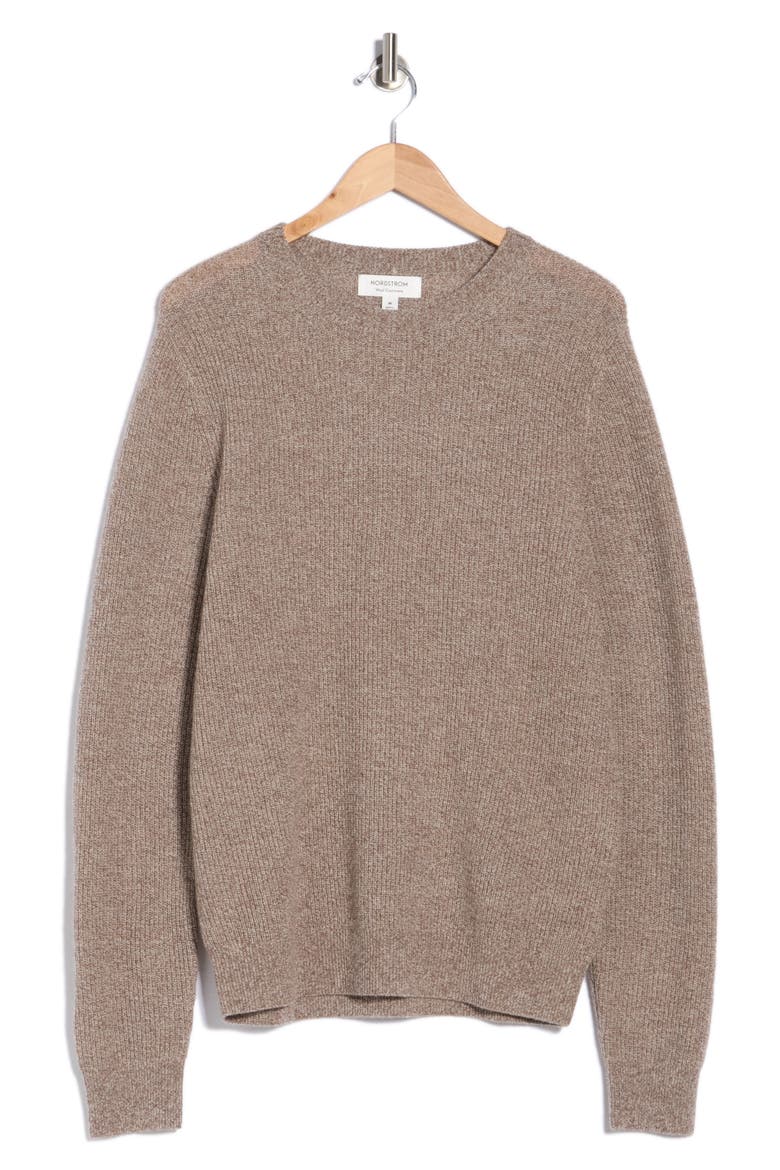 Marled Wool & Cashmere Sweater, Alternate, color, BROWN SPECKLED HEATHER