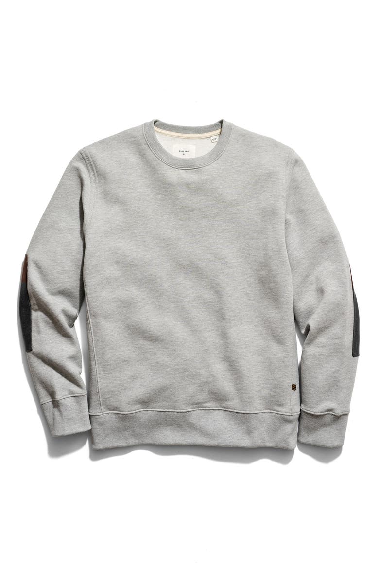 Dover Crewneck Sweatshirt with Leather Elbow Patches, Alternate, color, GREY