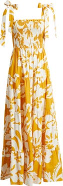 FLYING TOMATO Floral Tie Shoulder Tiered Maxi Dress