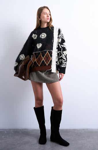 Topshop Patchwork Intarsia & Argyle Sweater