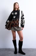 Topshop Patchwork Intarsia & Argyle Sweater
