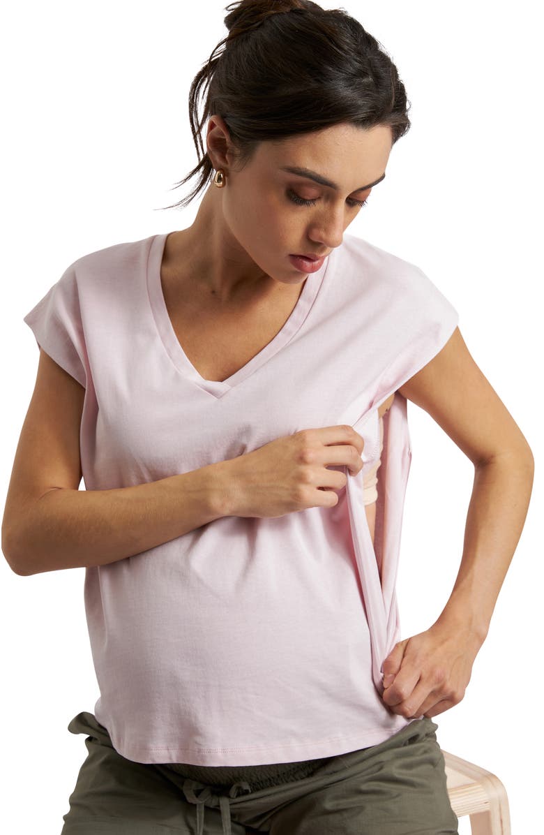 Ripe Maternity Marly Zip Nursing Tee, Alternate, color, Peony