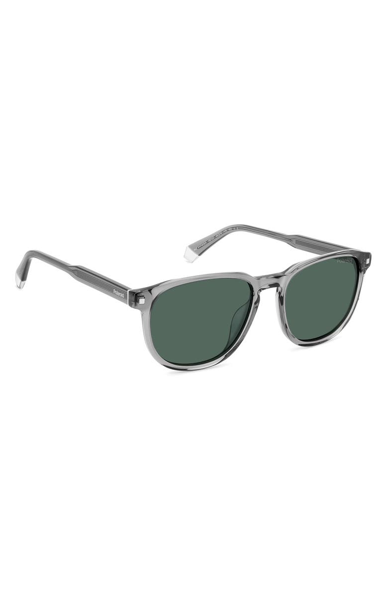 Polaroid 55mm Polarized Rectangular Sunglasses, Alternate, color, Grey/ Green Polarized