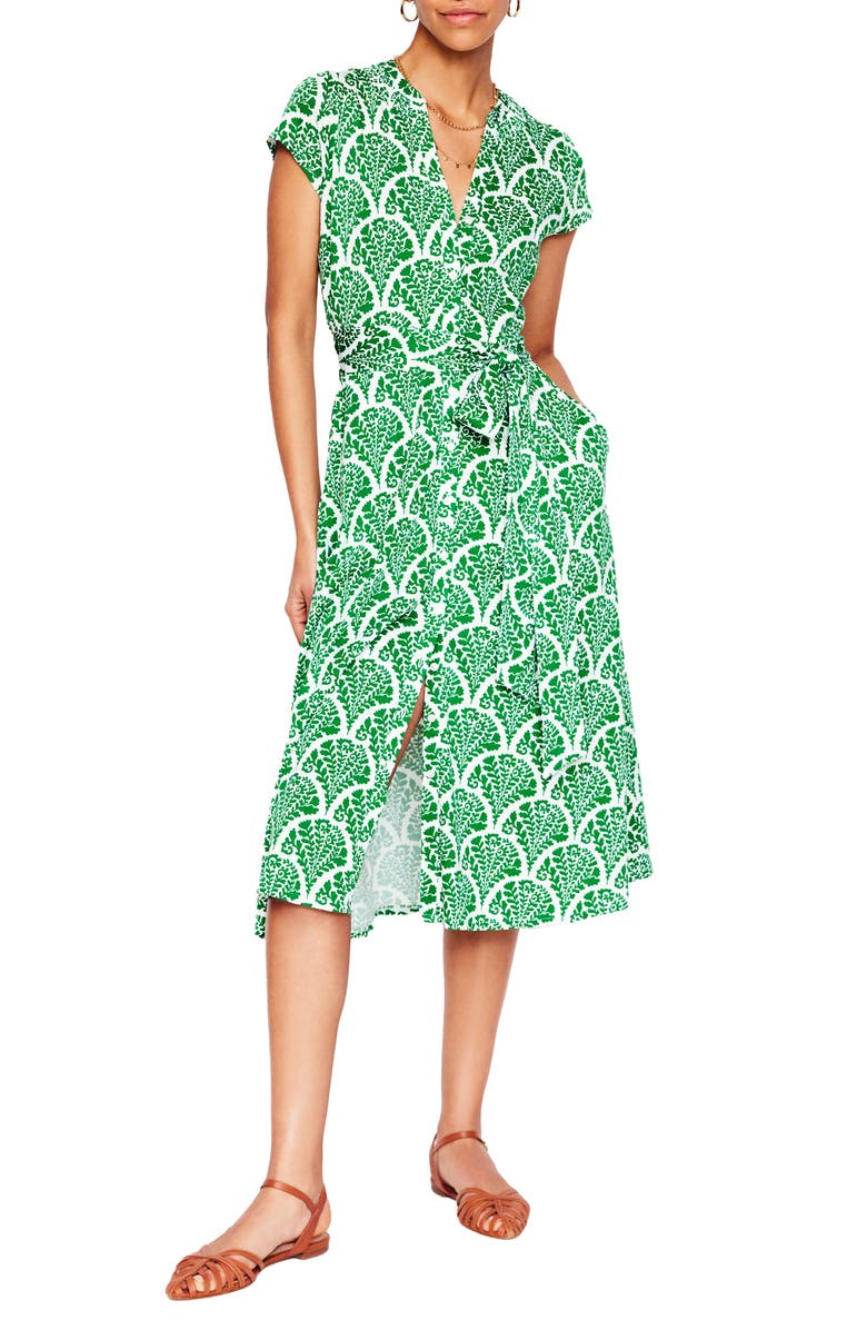 Boden Sara Scallop Print Jersey Shirtdress, Main, color, 