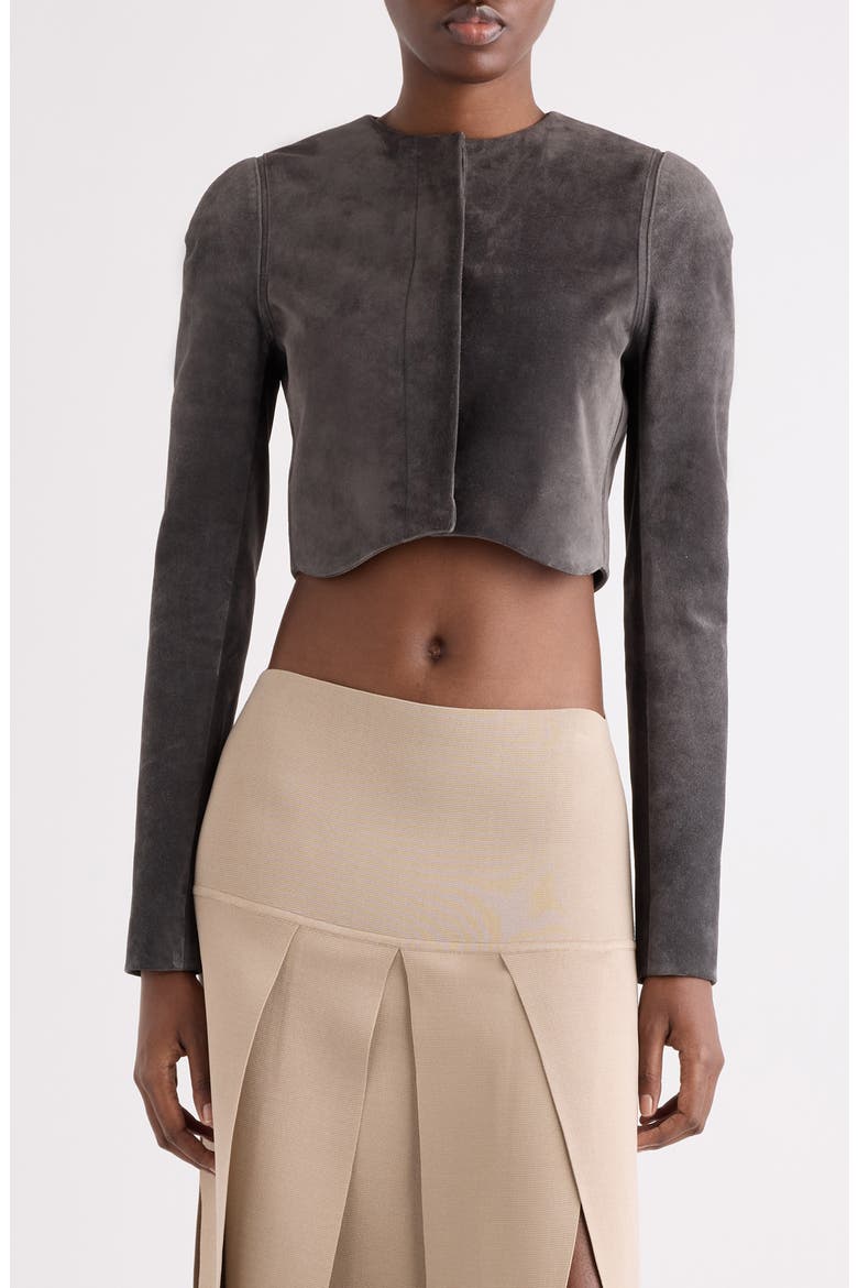 Crop Suede Jacket, Main, color, GRIS