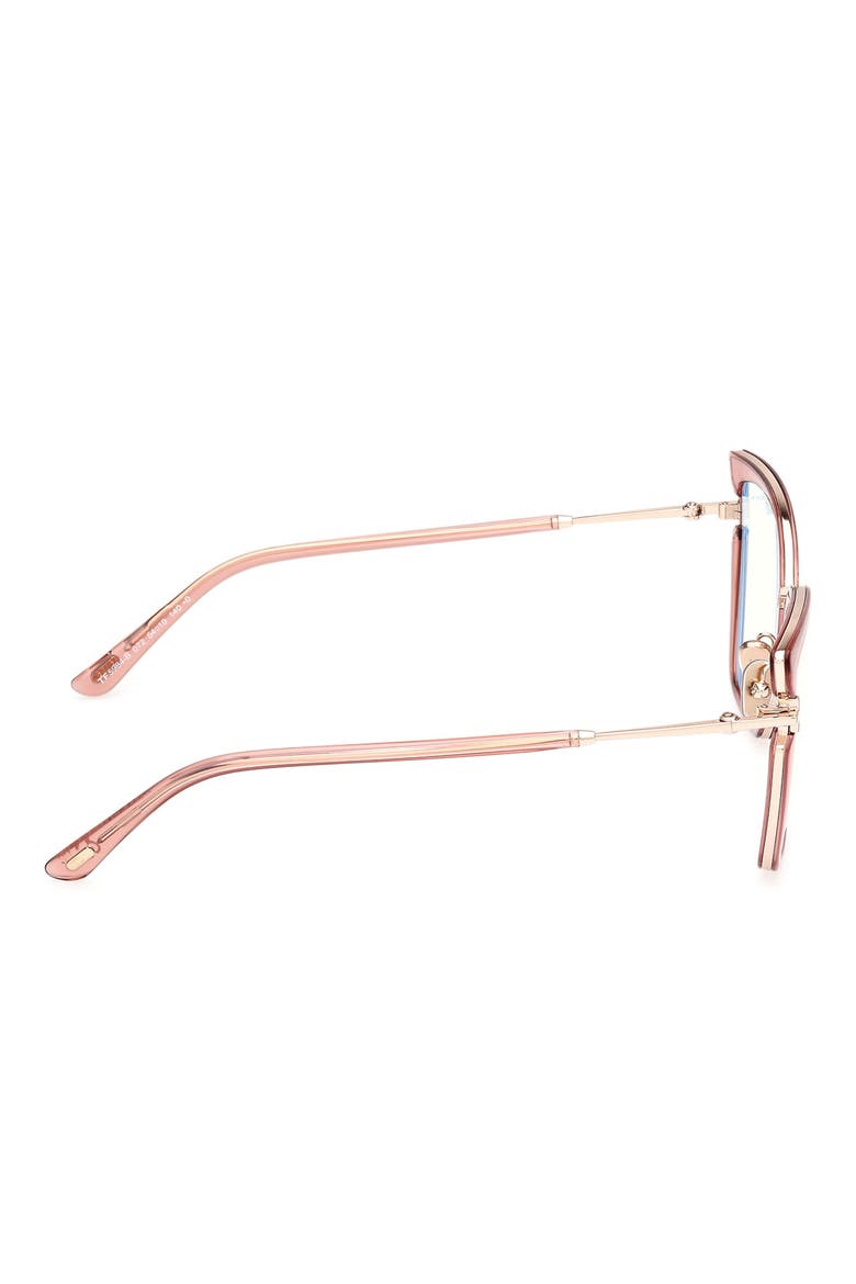 54mm Butterfly Blue Light Blocking Optical Glasses, Alternate, color, ROSE GOLD / T LOGO