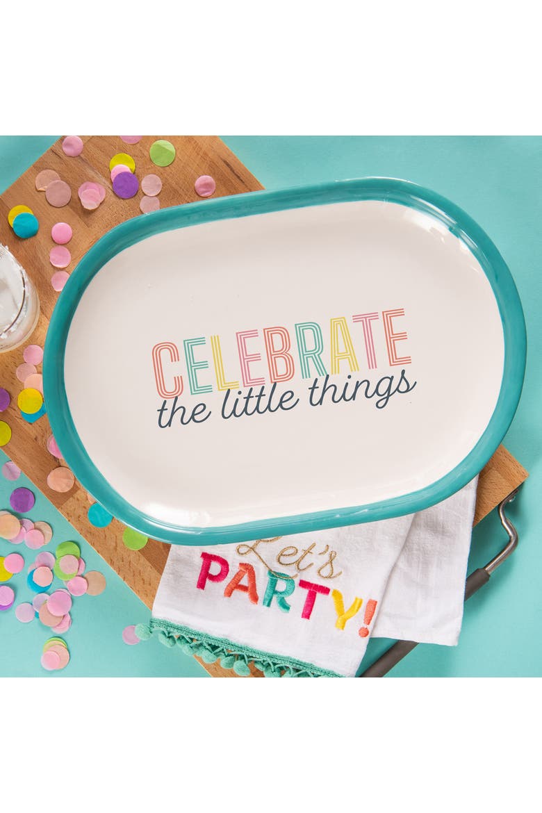 Celebrate Platter Ceramic Blue, Alternate, color, Blue